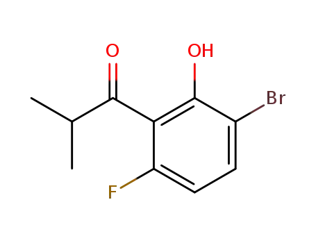 Molecular Structure of 881190-64-3 (1-Propanone, 1-(3-bromo-6-fluoro-2-hydroxyphenyl)-2-methyl-)