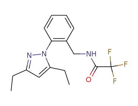 Molecular Structure of 918812-41-6 (Acetamide,
N-[[2-(3,5-diethyl-1H-pyrazol-1-yl)phenyl]methyl]-2,2,2-trifluoro-)