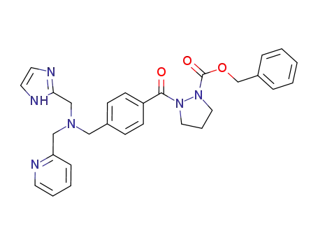 benzyl 2-(4-((((1H-imidazol-2-yl)methyl)(pyridin-2-ylmethyl)amino)methyl)benzoyl)pyrazolidine-1-carboxylate