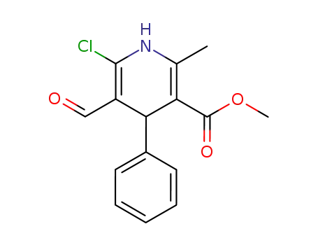 Molecular Structure of 177763-75-6 (3-Pyridinecarboxylic acid,
6-chloro-5-formyl-1,4-dihydro-2-methyl-4-phenyl-, methyl ester)