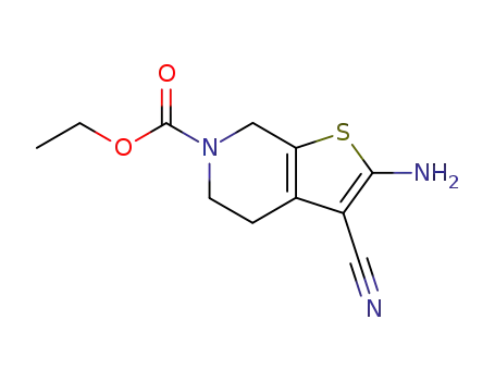 Molecular Structure of 724704-21-6 (Thieno[2,3-c]pyridine-6(5H)-carboxylic acid,
2-amino-3-cyano-4,7-dihydro-, ethyl ester)