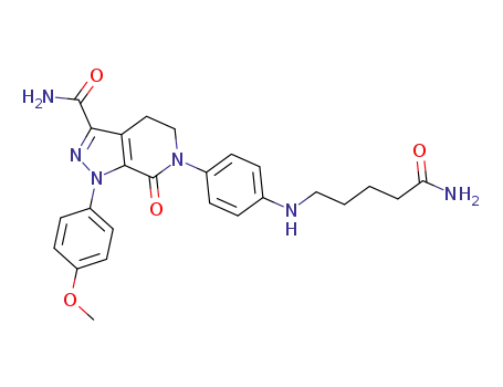 Molecular Structure of 2187409-01-2 (6-(4-((5-amino-5-oxopentyl)amino)phenyl)-1-(4-methoxyphenyl)‐7-oxo-4,5,6,7-tetrahydro-1H-pyrazolo[3,4-c]pyridine-3-carboxamide)