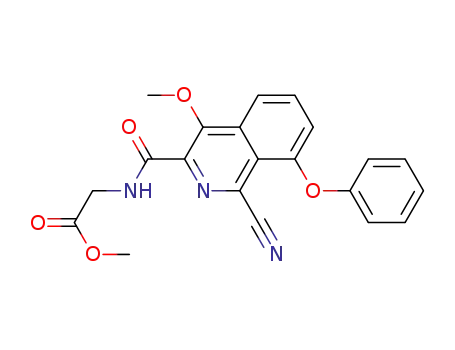 Molecular Structure of 945739-97-9 (Glycine,  N-[(1-cyano-4-methoxy-8-phenoxy-3-isoquinolinyl)carbonyl]-,  methyl  ester)