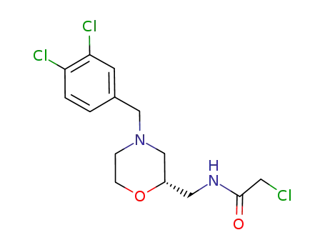 Molecular Structure of 879402-30-9 (Acetamide,
2-chloro-N-[[(2S)-4-[(3,4-dichlorophenyl)methyl]-2-morpholinyl]methyl]-)