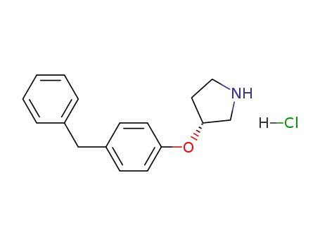 Molecular Structure of 942194-85-6 ((R)-3-(4-BENZYLPHENOXY)PYRROLIDINE HYDROCHLORIDE)