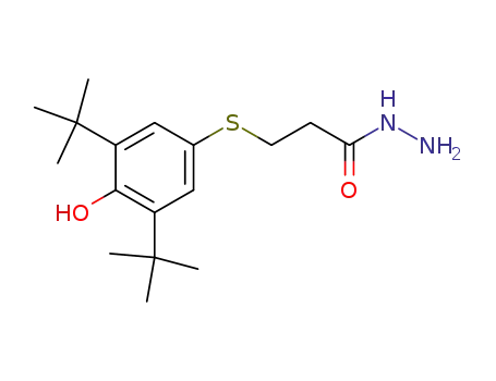 Molecular Structure of 61151-56-2 (Propanoic acid, 3-[[3,5-bis(1,1-dimethylethyl)-4-hydroxyphenyl]thio]-,
hydrazide)