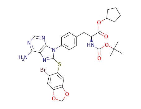 cyclopentyl 4-{6-amino-8-[(6-bromo-1,3-benzodioxol-5-yl)thio]-9H-purin-9-yl}-N-(tert-butoxycarbonyl)-L-phenylalaninate