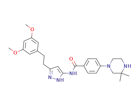 N-[5-[2-(3,5-dimethoxyphenyl)ethyl]-2H-pyrazol-3-yl]-4-(3,3-dimethylpiperazin-1-yl)benzamide