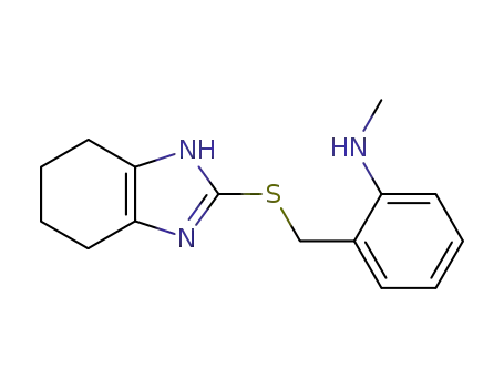 Molecular Structure of 128935-96-6 (Benzenamine,
N-methyl-2-[[(4,5,6,7-tetrahydro-1H-benzimidazol-2-yl)thio]methyl]-)