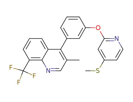 Molecular Structure of 1020736-34-8 (3-methyl-4-[3-(4-methylsulfanyl-pyridin-2-yloxy)-phenyl]-8-trifluoromethyl-quinoline)