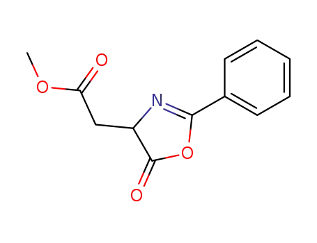 Molecular Structure of 60272-64-2 (2-phenyl-4-methoxycarbonylmethyl-5-oxo-4,5-dihydro-1,3-oxazole)