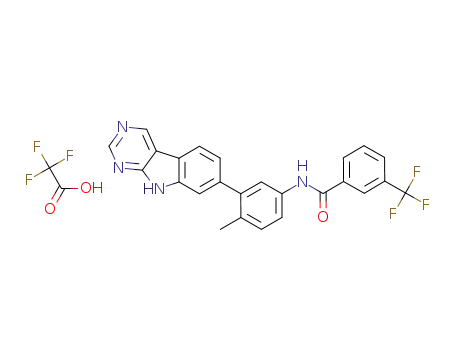 N-[4-methyl-3-(9H-pyrimido[4,5-b]indol-7-yl)phenyl]-3-(trifluoromethyl)benzamide trifluoroacetate
