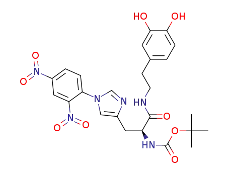 Molecular Structure of 406728-65-2 (N-[Nα-tert-butoxycarbonyl-Nτ-(2,4-dinitrophenyl)-L-histidinyl]dopamine)