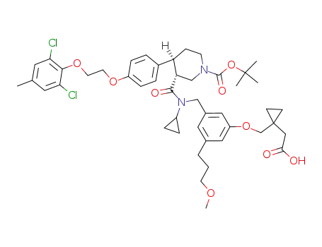 (1-{[3-{[[((3R,4S)-1-(tert-butoxycarbonyl)-4-{4-[2-(2,6-dichloro-4-methylphenoxy)ethoxy]phenyl}piperidin-3-yl)carbonyl](cyclopropyl)amino]methyl}-5-(3-methoxypropyl)phenoxy]methyl}cyclopropyl)acetic acid