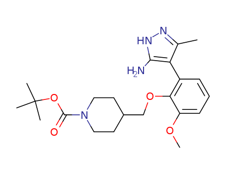 tert-butyl 4-[[2-(5-amino-3-methyl-1H-pyrazol-4-yl)-6-methoxy-phe noxy]methyl]piperidine-1-carboxylate