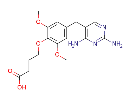 Molecular Structure of 94236-24-5 (Butanoic acid,
4-[4-[(2,4-diamino-5-pyrimidinyl)methyl]-2,6-dimethoxyphenoxy]-)