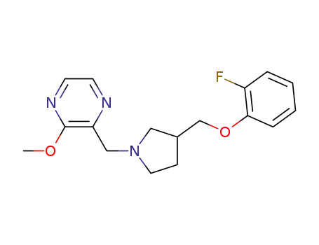 Molecular Structure of 614723-90-9 (3-[3-(2-Fluorophenoxymethyl)pyrrolidino]methyl-2-methoxypyrazine)
