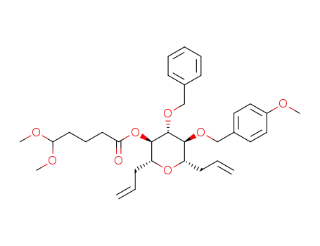 (2R,3R,4R,5S,6S)-2,6-diallyl-4-(benzyloxy)-5-(4-methoxybenzyloxy)-tetrahydro-2H-pyran-3-yl 5,5-dimethoxypentanoate