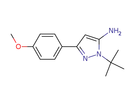 Molecular Structure of 847774-88-3 (1H-Pyrazol-5-amine, 1-(1,1-dimethylethyl)-3-(4-methoxyphenyl)-)