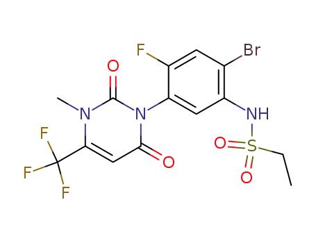 Molecular Structure of 146779-86-4 (1-methyl-3-(4-bromo-5-ethanesulfonylamino-2-fluorophenyl)-6-trifluoromethyl-2,4-(1H,3H)pyrimidinedione)