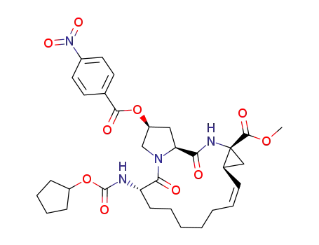 (1S,4R,6S,7Z,14S,18S)-14-cyclopentyloxycarbonylamino-18-(4-nitro-benzoyloxy)-2,15-dioxo-3,16-diaza-tricyclo[14.3.0.0<sup>4,6</sup>]nonadec-7-ene-4-carboxylic acid methyl ester