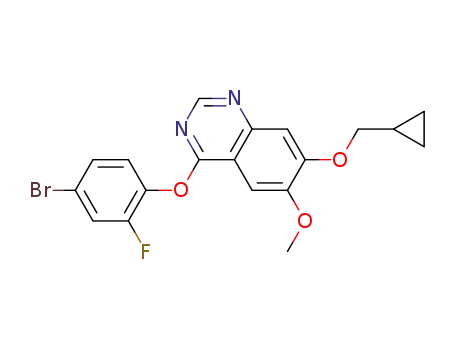 Molecular Structure of 320366-45-8 (Quinazoline,
4-(4-bromo-2-fluorophenoxy)-7-(cyclopropylmethoxy)-6-methoxy-)
