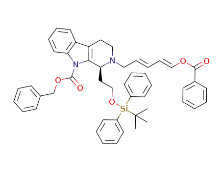 (1E,3E)-5-((S)-3,4-dihydro-1-(2-(tert-butyldiphenylsilanyloxy)ethyl)-9-carbobenzyloxy-1H-pyrido[3,4-b]indol-2-yl)penta-1,3-dienyl benzoate