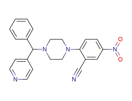 Molecular Structure of 1163126-78-0 (5-nitro-2-(4-(-phenyl(pyridin-4-yl)methyl)piperazin-1-yl)benzonitrile)