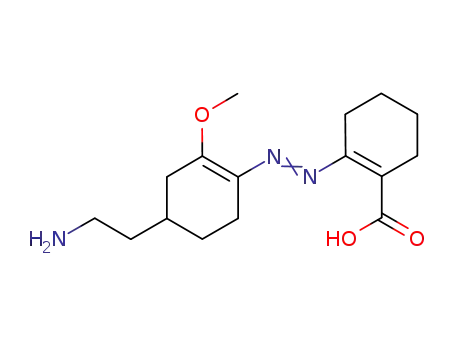 Molecular Structure of 847453-66-1 (1-Cyclohexene-1-carboxylic acid,
2-[[4-(2-aminoethyl)-2-methoxy-1-cyclohexen-1-yl]azo]-)