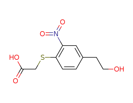 Molecular Structure of 439110-14-2 (Acetic acid, [[4-(2-hydroxyethyl)-2-nitrophenyl]thio]-)