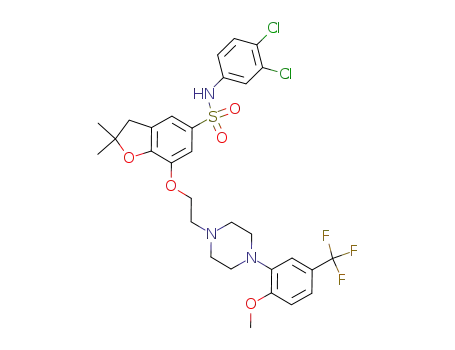 1-{[5-(N-(3,4-dichlorophenyl)-sulfamoyl)-2,3-dihydro-2,2-dimethyl-benzofuran-7-yl]-oxy}-2-[4-(2-methoxy-5-trifluoromethyl-phenyl)-piperazin-1-yl]-ethane