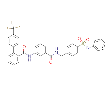 Molecular Structure of 389601-47-2 (N-(4-phenylaminosulphonyl-phenylmethyl)-3-(4'-trifluoromethylbiphenyl-2-carbonylamino)-benzoic acid amide)