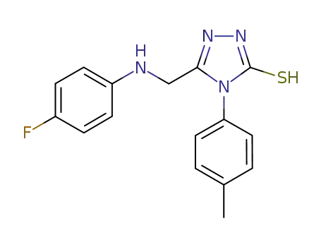 Molecular Structure of 485330-04-9 (5-((4-fluorophenylamino)methyl)-4-p-tolyl-4H-1,2,4-triazole-3-thiol)