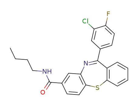 Molecular Structure of 1019839-52-1 (Dibenzo[b,f][1,4]thiazepine-8-carboxamide, N-butyl-11-(3-chloro-4-fluorophenyl)-)