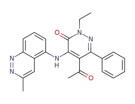 Molecular Structure of 720716-38-1 (5-acetyl-2-ethyl-4-((3-methylcinnolin-5-yl)amino)-6-phenylpyridazin-3(2H)-one)
