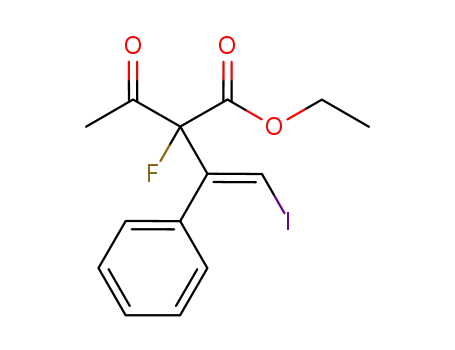 Molecular Structure of 1016893-08-5 ((E)-ethyl 2-ethanoyl-2-fluoro-4-iodo-3-phenylbut-3-enoate)
