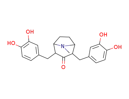 Molecular Structure of 633699-86-2 (8-Azabicyclo[3.2.1]octan-3-one,
2,4-bis[(3,4-dihydroxyphenyl)methyl]-8-methyl-)