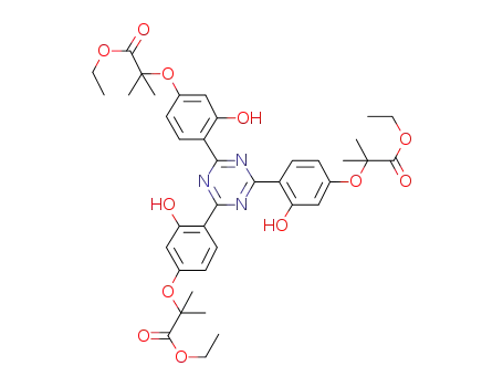 Molecular Structure of 210432-73-8 (2,4,6-tris(2-hydroxy-4-[1-ethyloxycarbonyl-1-methylethoxy]phenyl)-1,3,5-triazine)