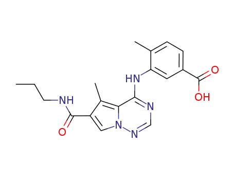 4-methyl-3-(5-methyl-6-(propylcarbamoyl)pyrrolo[1,2-f][1,2,4]-triazin-4-ylamino)benzoic acid