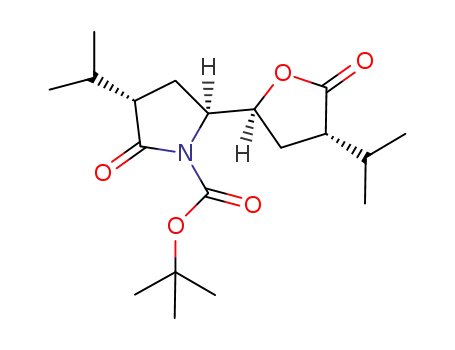 Molecular Structure of 934841-17-5 ((3S,5S)-3-isopropyl-5-((2S,4S)-4-isopropyl-5-oxotetrahydro-furan-2-yl)-2-oxopyrrolidine-1-carboxylic acid tert-butyl ester)