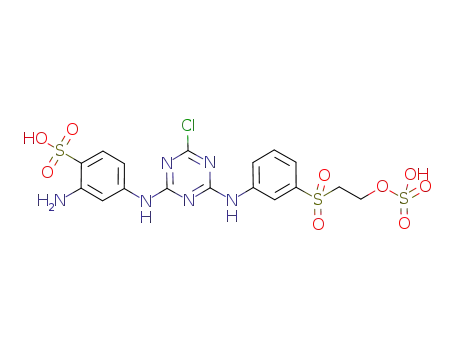 Molecular Structure of 77365-67-4 (Benzenesulfonic acid,
2-amino-4-[[4-chloro-6-[[3-[[2-(sulfooxy)ethyl]sulfonyl]phenyl]amino]-1,3,
5-triazin-2-yl]amino]-)