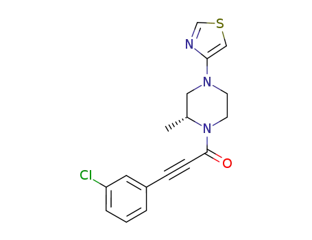 (R)-2-methyl-1-(3-(3-chloro-phenyl)-propiolyl)-4-(thiazol-4-yl)-piperazine