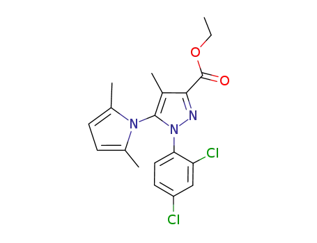 Molecular Structure of 1015765-57-7 (ethyl 1-(2,4-dichlorophenyl)-5-(2,5-dimethyl-1H-pyrrol-1-yl)-4-methyl-1H-pyrazole-3-carboxylate)