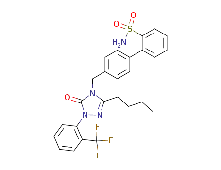 Molecular Structure of 147776-47-4 (5-n-butyl-2,4-dihydro-4-<(2'-sulfamoylbiphenyl-4-yl)methyl>-2-<2-(trifluoromethyl)phenyl>-3H-1,2,4-triazol-3-one)