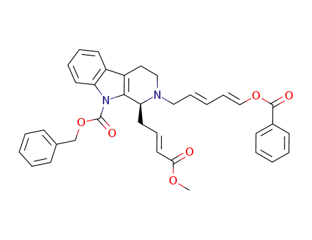 (1E,3E)-5-((S)-1-((E)-3-(methoxycarbonyl)allyl)-3,4-dihydro-9-carbobenzyloxy-1H-pyrido[3,4-b]indol-2-yl)penta-1,3-dienyl benzoate