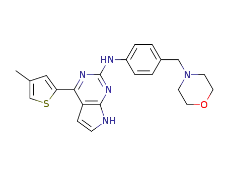 Molecular Structure of 1142946-01-7 (7H-Pyrrolo[2,3-d]pyrimidin-2-amine, 4-(4-methyl-2-thienyl)-N-[4-(4-morpholinylmethyl)phenyl]-)