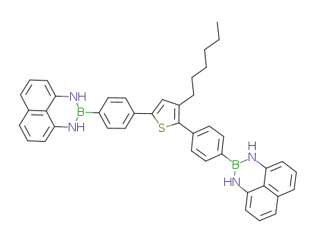 Molecular Structure of 950511-34-9 (4-hexyl-1,5-bis(2,3-dihydro-1H-naphtho[1,8-de]-1,3,2-diazaborinyl)thiophene)