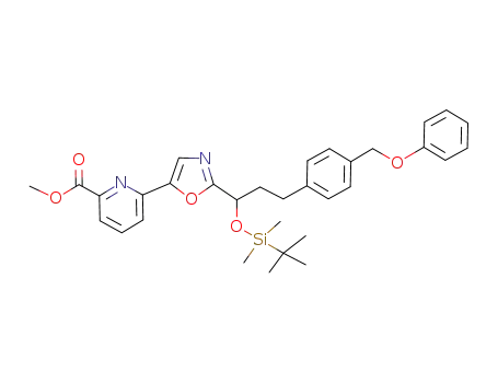 Molecular Structure of 1012330-64-1 (methyl 6-(2-(1-(tert-butyldimethylsilyloxy)-3-(4-(phenoxymethyl)phenyl)propyl)oxazol-5-yl)pyridine-2-carboxylate)