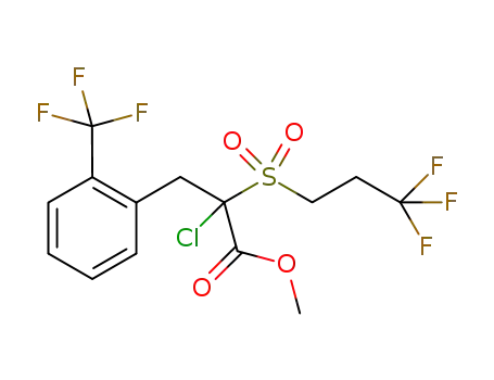 Molecular Structure of 1105706-11-3 (methyl 2-chloro-3-(2-trifluoromethylphenyl)-2-(3,3,3-trifluoropropylsulfonyl)propanoate)