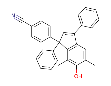 Molecular Structure of 1192167-48-8 (4-(6-hydroxy-5,7-dimethyl-1,3-diphenyl-1H-inden-1-yl)benzonitrile)